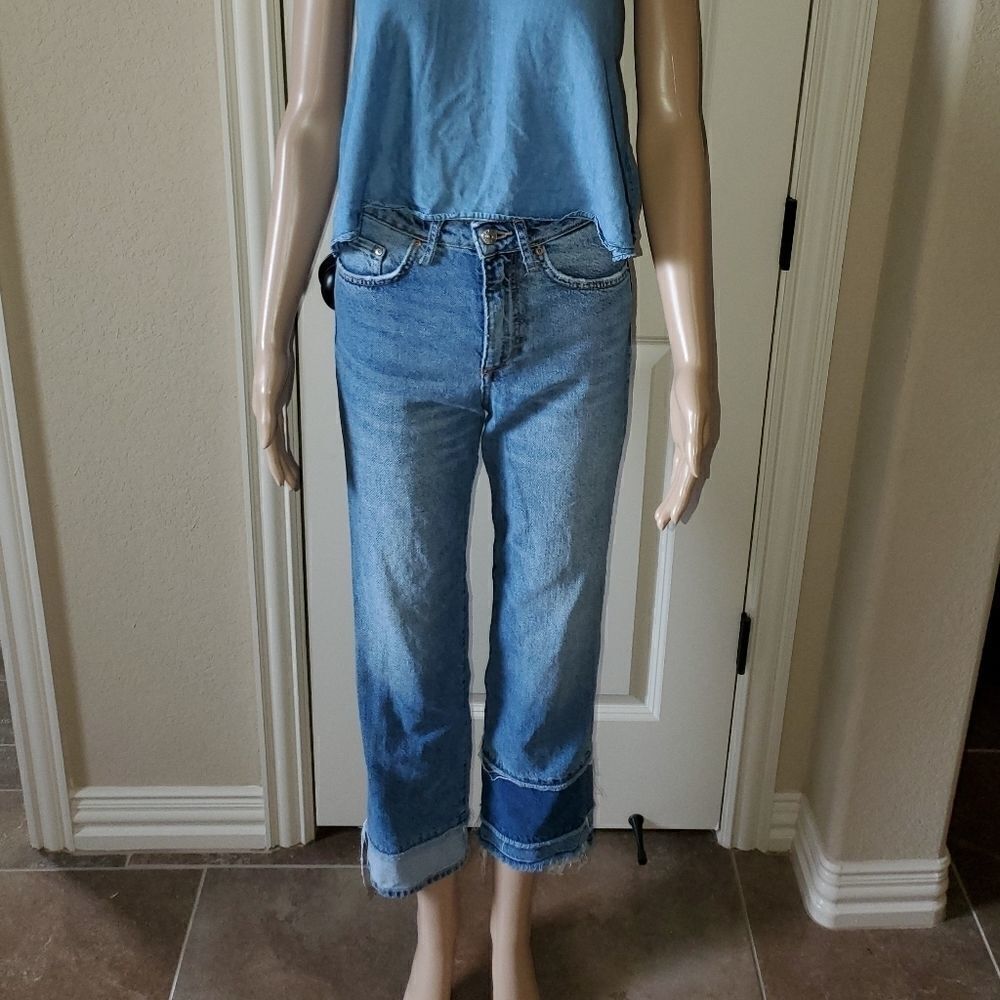 & Denim cropped high waist jeans